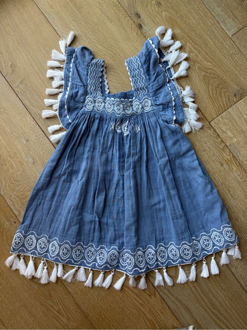 Mer St. Barth Girls’ Embroidered Tassel Dress Sz 4YR